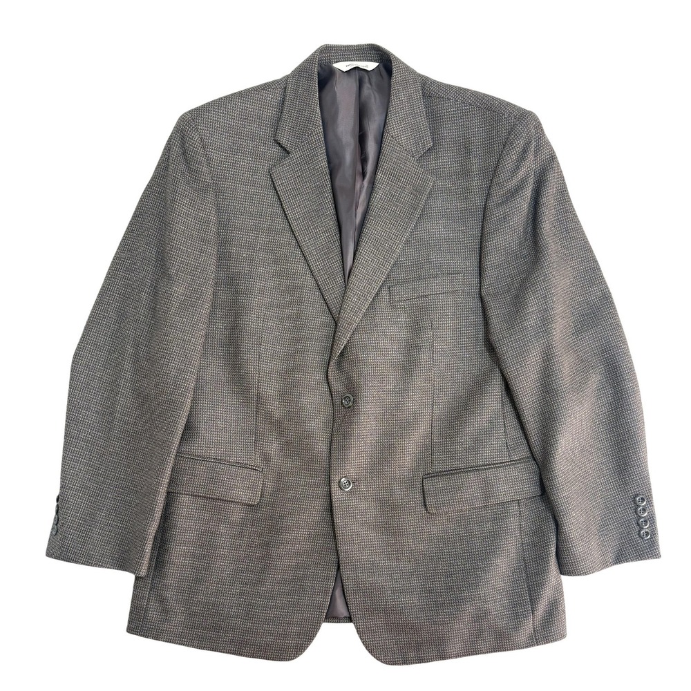 Pronto Uomo Blazer Mens 43R Brown Houndstooth Lambswool Sport Coat Jacket‎